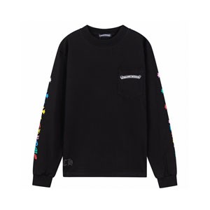 クロムハーツ  ロン T 左胸ポケット ゴシックロゴ 黒