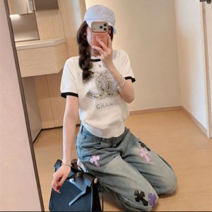 シャネルココT Tシャツ レディース ホワイト キラキラ 設計 