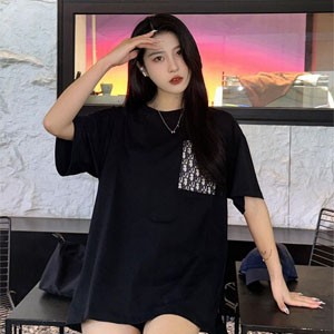 ディオール T シャツ オブリークポケット 黒 正面