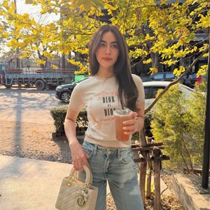 ディオール T シャツ リボン刺繍 ピンク 正面