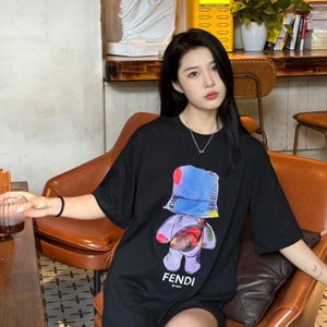 FENDI カップルTシャツ 大きいサイズ ゆったりトップス