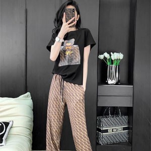 フェンディ 楽しいくま プリント Tシャツ レディース メンズ ブラック