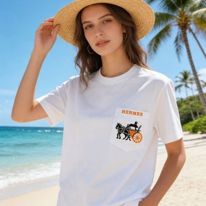 エルメス Tシャツメンズ レディース ホワイト 半袖 トップス コットン 