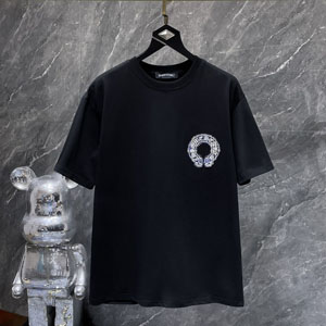 クロムハーツ T シャツ ビッグホースシュー刺繍 ブラック ホワイト