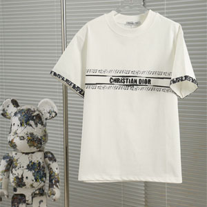 ディオール 高級感 T シャツ オブリーク装飾ベルト 黒 正面