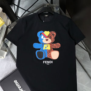 フェンディ風 半袖Ｔシャツ クマ 熊プリント クルーネック 白 レディーストップス