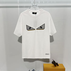 フェンディ ロゴ刺繍 バグズ モンスターアイ 半袖 Tシャツ メンズ ホワイト