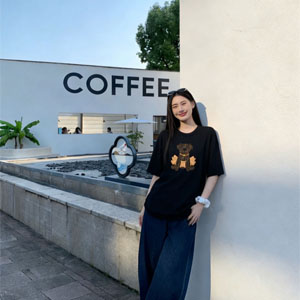 2026新品 フェンディゆるい tシャツ レディーストップス 可愛い くま 熊プリント ホワイト