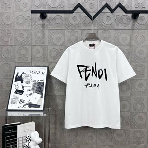 フェンディ Tシャツ FENDI シグネチャー ロゴ 半袖 ユニセックス ブラック