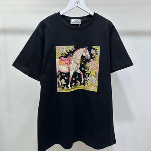 エルメス Tシャツ レディース コットン tシャツ 黒 ブランド 夏服