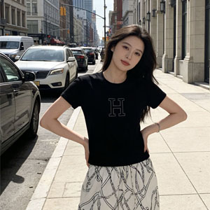 エルメス風 Hロゴ Tシャツ レディース インターロック ワイドパンツ セットアップ 上下2点セット